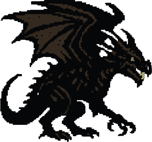 Shadow drake dark souls style 2d pixel art.
In-Game asset.  2d.  High contrast.  No shadows