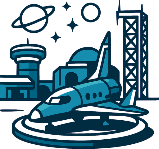 spaceport.
In-Game asset.  2d.  High contrast.  No shadows. spaceport