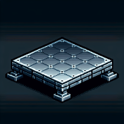 Metalic platform. 2d. 8-bit. Side view. Single Game Texture. In-Game asset. 2d. Blank background. High contrast. No shadows..
Single Game Texture. In-Game asset. 2d. Blank background. High contrast. No shadows.