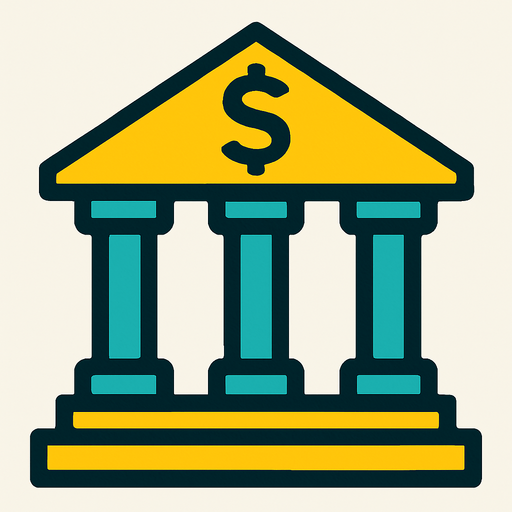 Üstünde dolar logosu olan banka.
In-Game asset.  2d.  High contrast.  No shadows
