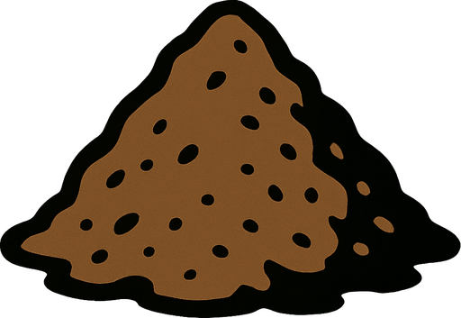 Pile of dirt.
In-Game asset.  2d.  High contrast.  No shadows. Very simple