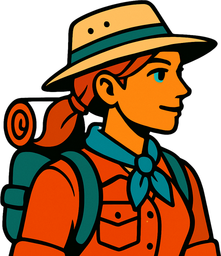 an adventurous woman profile photo.
In-Game asset.  2d.  High contrast.  No shadows