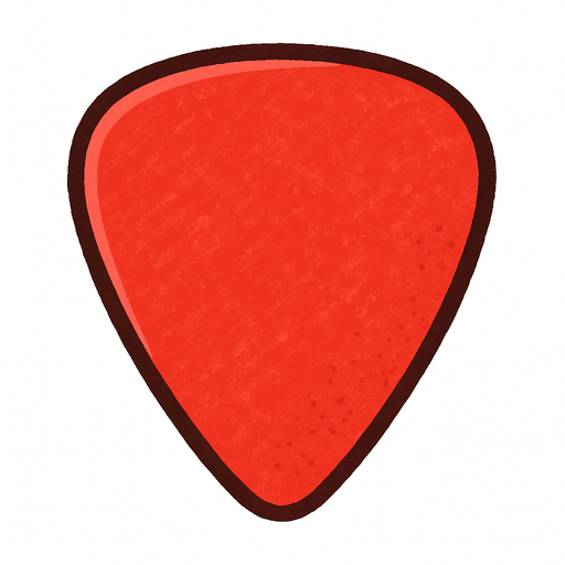 Kırmızı pastel renk gitar çalma aksesuarı.
In-Game asset.  2d.  High contrast.  No shadows