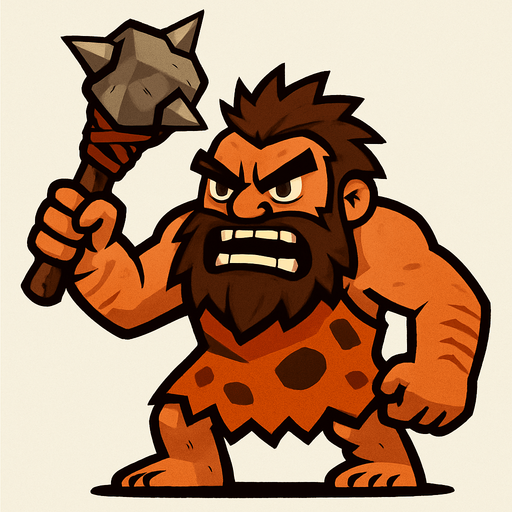 Taş devri düşman.
In-Game asset.  2d.  High contrast.  No shadows