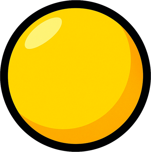 Yellow ball.
In-Game asset.  2d.  High contrast.  No shadows