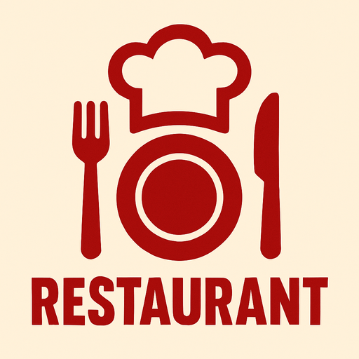 Restoran logosu.
In-Game asset.  2d.  High contrast.  No shadows