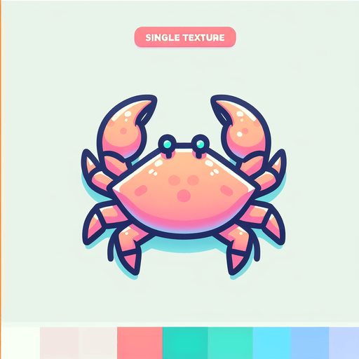крабик пасиэльные цвета.
Single Game Texture.  In-Game asset.  2d.  Blank background.  High contrast.  No shadows
