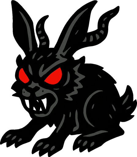 demon rabbit with red eyes.
In-Game asset.  2d.  High contrast.  No shadows