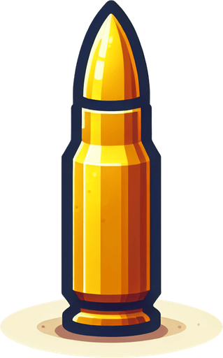Yellow_bullet pixel.
Single Game Texture. In-Game asset. 2d. Blank background. High contrast. No shadows.