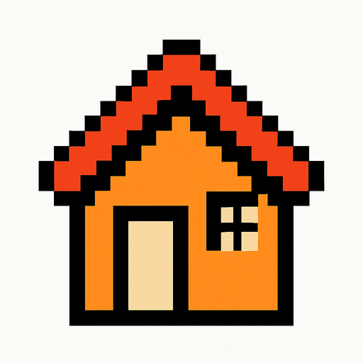 make a house 2d pixel symbol make it good.
In-Game asset.  2d.  High contrast.  No shadows