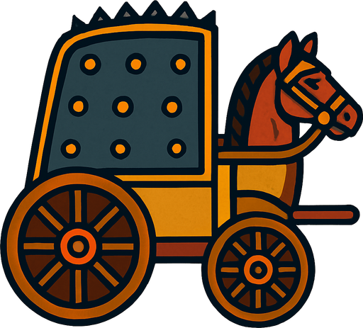 Kalkanlı Savaş Arabası.
In-Game asset.  2d.  High contrast.  No shadows