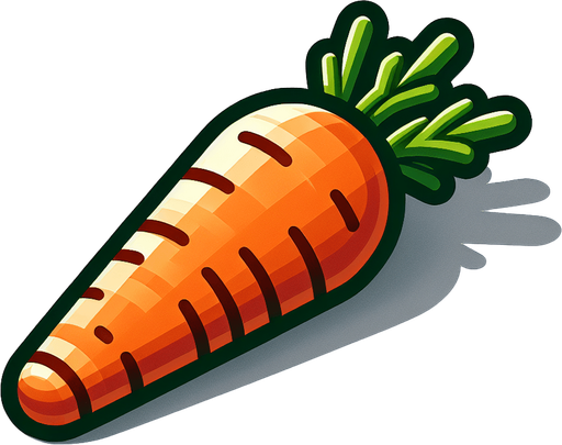 carrote.
Single Game Texture.  In-Game asset.  2d.  Blank background.  High contrast.  No shadows