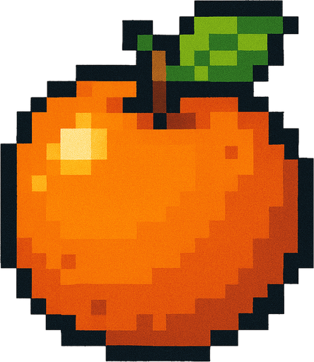 pixel art of a orange.
In-Game asset.  2d.  High contrast.  No shadows