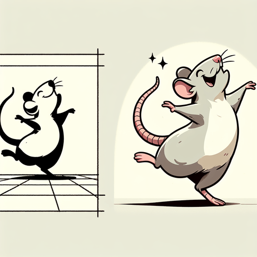 rat dance.
Single Game Texture.  In-Game asset.  2d.  Blank background.  High contrast.  No shadows