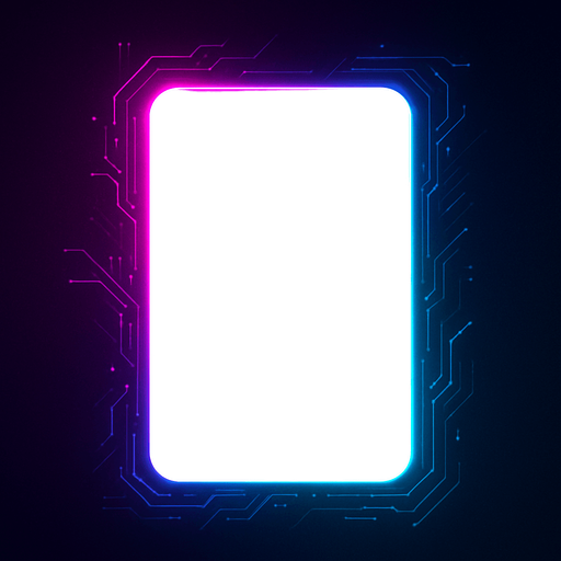 Neon cyberpunk blank rectangular hologram empty overlay