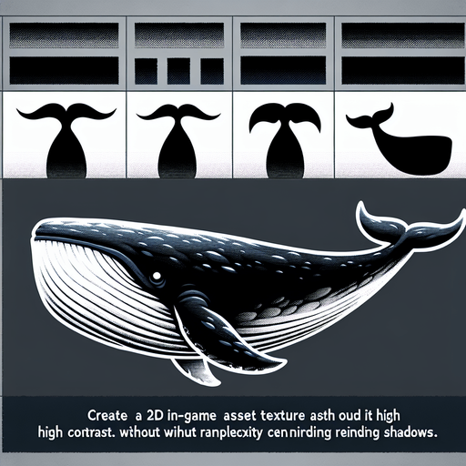 whale.
Single Game Texture.  In-Game asset.  2d.  Blank background.  High contrast.  No shadows