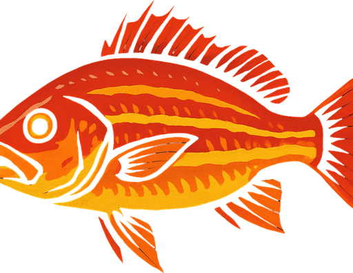 horizontal image Snapper fish.
In-Game asset.  2d.  High contrast.  No shadows