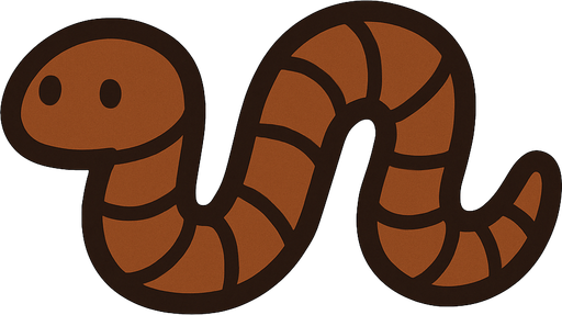Short brown worm.
In-Game asset.  2d.  High contrast.  No shadows. Very simple