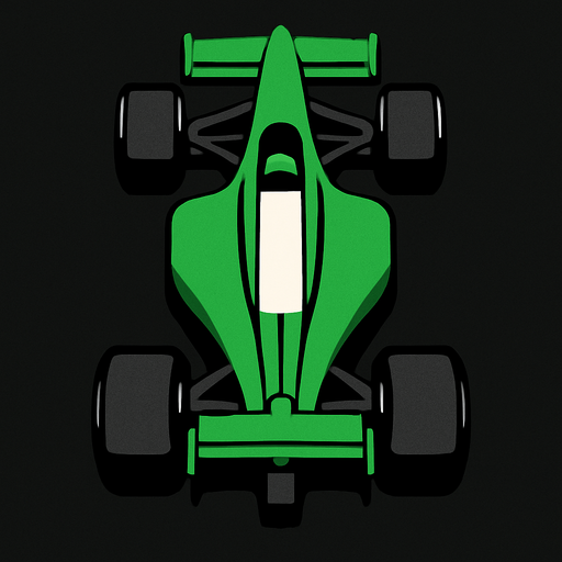 Green F1 from a bird's eye view..
In-Game asset.  2d.  High contrast.  No shadows