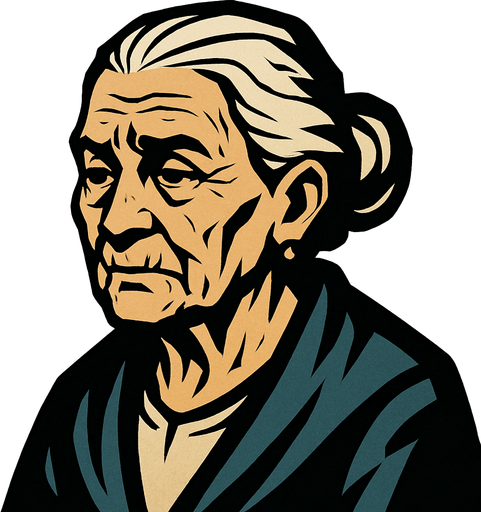 old woman.
In-Game asset.  2d.  High contrast.  No shadows