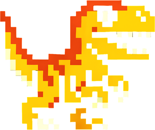 Make it 8 bit style dinosaur Atrociraptor  cartoon character.
In-Game asset.  High contrast.  No shadows