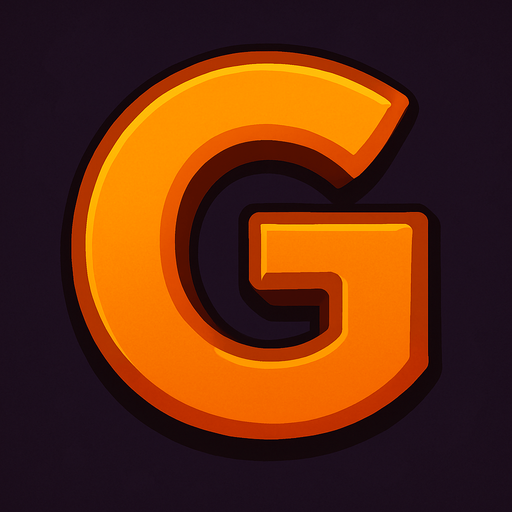 A stylish orange letter G..
In-Game asset.  2d.  High contrast.  No shadows