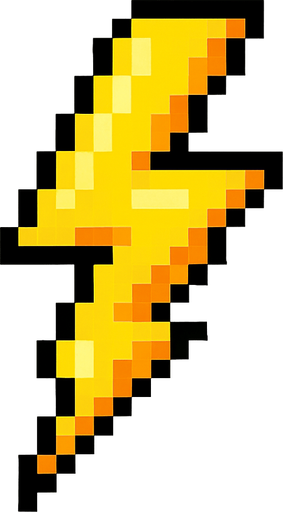 Una particular de rayo pixeleada.
In-Game asset.  2d.  High contrast.  No shadows