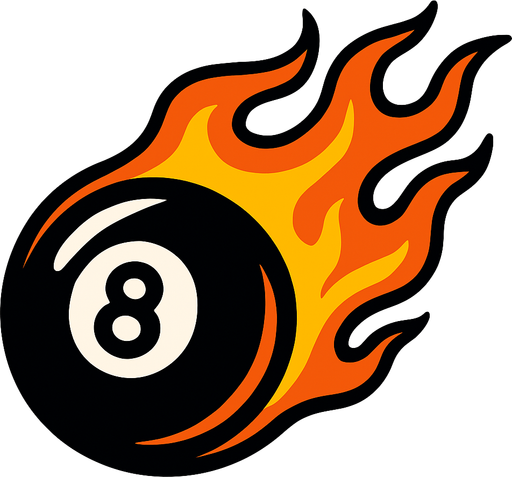 8 ball billard with fire.
In-Game asset.  2d.  High contrast.  No shadows