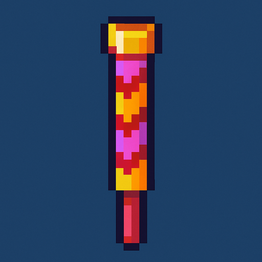Confetti stick, 2d pixel art vertical. no papers only stick.
In-Game asset.  2d.  High contrast.  No shadows