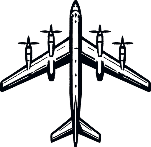 Tu 95 uppifrån.
In-Game asset.  2d.  High contrast.  No shadows