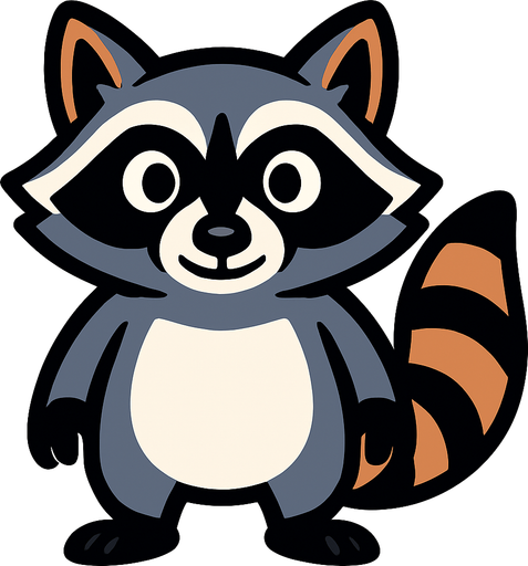 raccoon no background.
In-Game asset.  2d.  High contrast.  No shadows