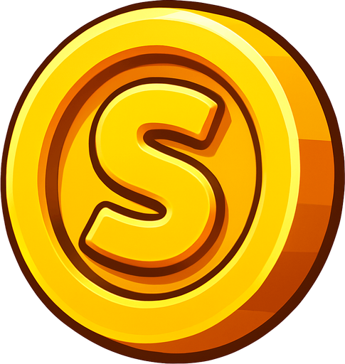 A coin in like subway surfers game with no back ground.
In-Game asset.  2d.  High contrast.  No shadows