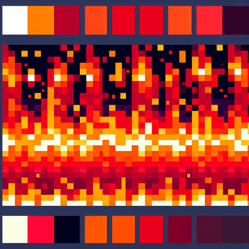 strip of fire. pixelart..
Single Game Texture. In-Game asset. 2d. Blank background. High contrast. No shadows.