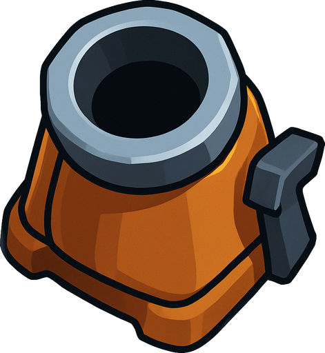 Mortar from Clash Royale without base, just the Mortar.
In-Game asset.  2d.  High contrast.  No shadows. Topdown