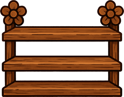 1700 x 110 piksel boyutlarında tahta boş çiçek rafı.
In-Game asset.  2d.  High contrast.  No shadows