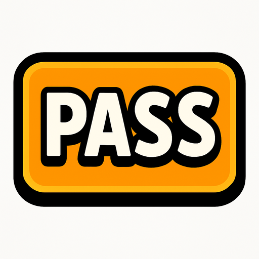 A button that says pass.
In-Game asset.  2d.  High contrast.  No shadows