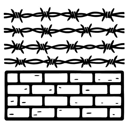 barbed wire wall.
In-Game asset.  2d.  High contrast.  No shadows