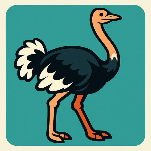 Ostrich.
In-Game asset.  2d.  High contrast.  No shadows