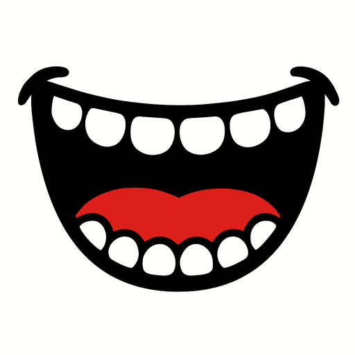 Open happy mouth with round teeth.
In-Game asset.  2d.  High contrast.  No shadows