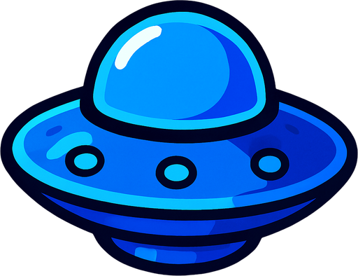 mavi ufo.
In-Game asset.  2d.  High contrast.  No shadows