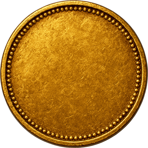 Coin, üstten görünüm, gerçekçi, yazısız.
In-Game asset.  High contrast.  No shadows