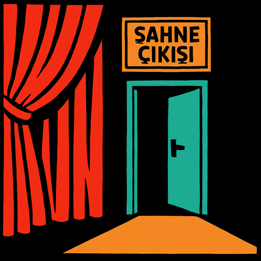 Sahne çıkışı.
In-Game asset.  2d.  High contrast.  No shadows