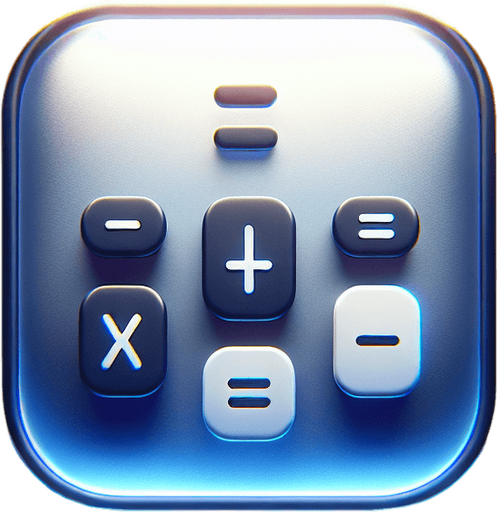 A square app store icon with rounded edges, designed for a Calculator app. The icon features a sleek and minimalistic calculator graphic in the center, with clean, simple buttons and a glowing equals sign (=) to highlight its function. The background is a gradient of soft grey to blue, with a subtle hint of light effects to suggest a modern and slightly futuristic aesthetic, while maintaining a clean and professional design.
Single Game Texture. In-Game asset. 2d. Blank background. High contrast. No shadows.