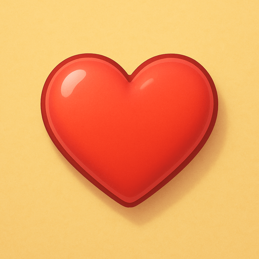 A heart. Used as an icon for in-game lives. Cute soft graphics. soft ambient light. semi-matte to satin surfaces. naturalistic with slight saturation boost colors. Tone is premium, friendly, clean with lifestyle or service-oriented appeal.
In-Game asset.  2d.  High contrast.  No shadows. top down. View from above.