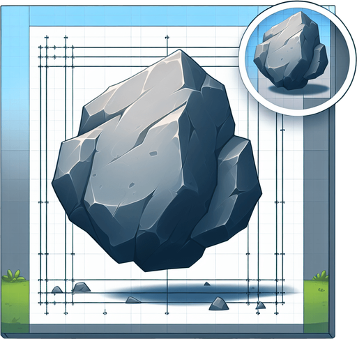 rock.
Single Game Texture.  In-Game asset.  2d.  Blank background.  High contrast.  No shadows