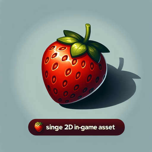strawberry fruit.
Single Game Texture.  In-Game asset.  2d.  Blank background.  High contrast.  No shadows