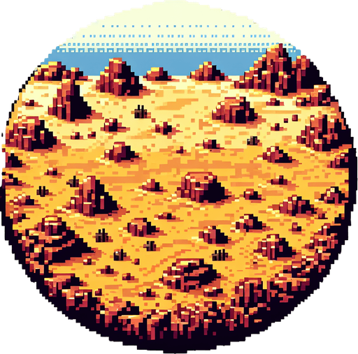 Pixelated desert floor without objects.
Single Game Texture.  In-Game asset.  2d.  Blank background.  High contrast.  No shadows