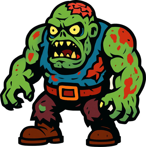 boss zombie.
In-Game asset.  2d.  High contrast.  No shadows