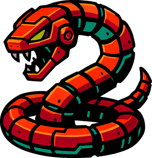 enemy robotic snake.
In-Game asset.  2d.  High contrast.  No shadows