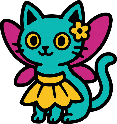 Chat fée.
In-Game asset.  2d.  High contrast.  No shadows